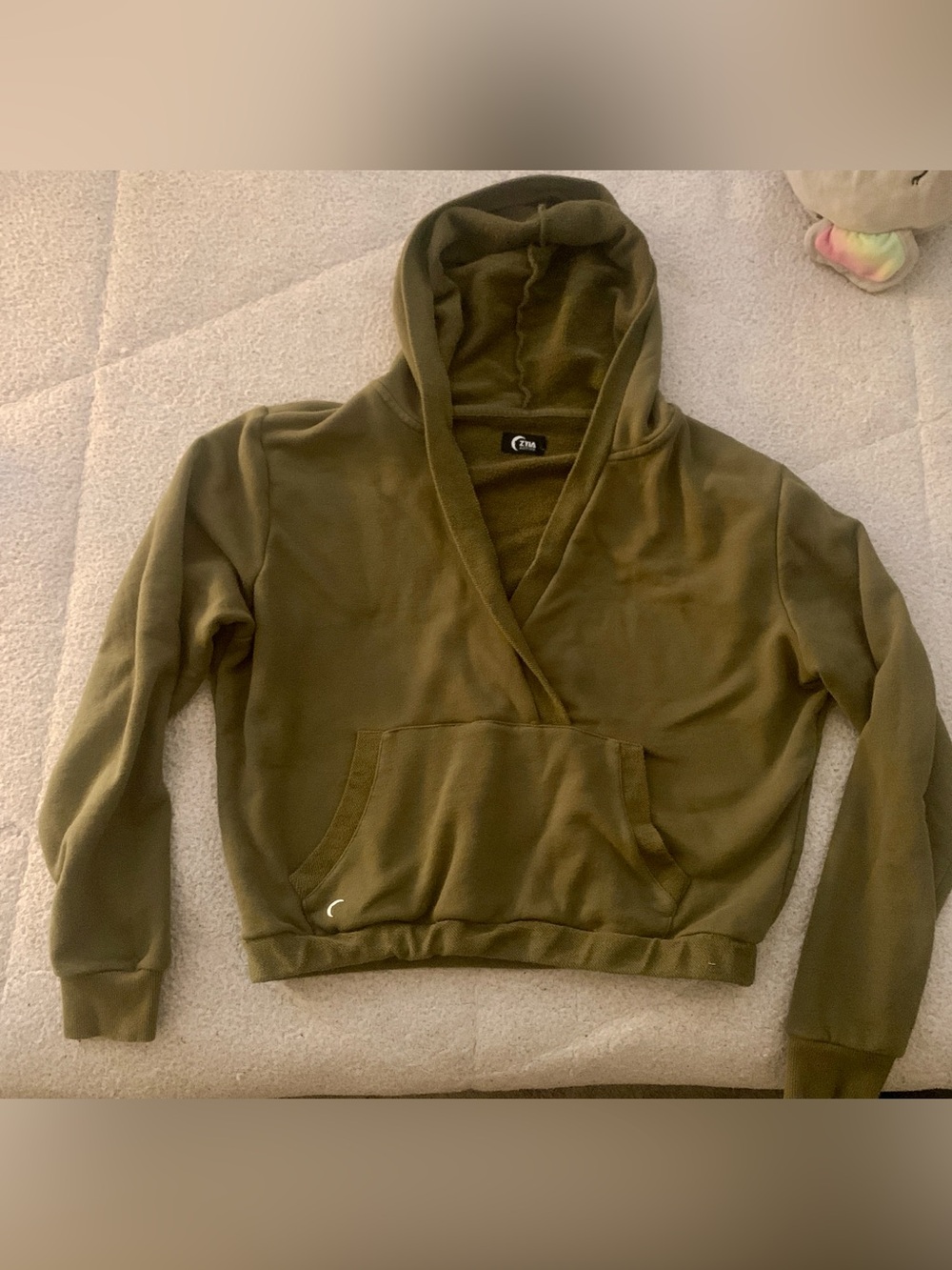 ZYIA Olive Green Hooded Crossover Pullover